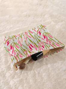 1pc Portable Cosmetic Storage Bag With Floral Pattern Double-Sided Print Travel Zipper Makeup Bag Multi-Functional Toiletries Organizer - Multicolor - View 4
