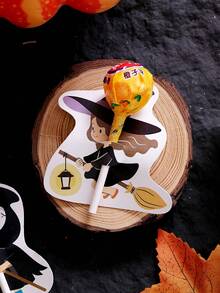 54pcs Halloween Cartoon Pumpkin Ghost Cute Lollipop Cards, Paper Insert Candy Cards, Party Gift Packaging - View 10