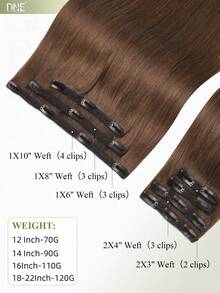 DNE HAIR 7件組 120G 4# 中棕色 雙層隱形夾式人髮接髮 Remy髮 無縫柔軟髮尾 防掉髮 可重複使用 適合細髮 沙龍日常婚禮派對造型 女士與女孩適用 - S4 - 查看 2