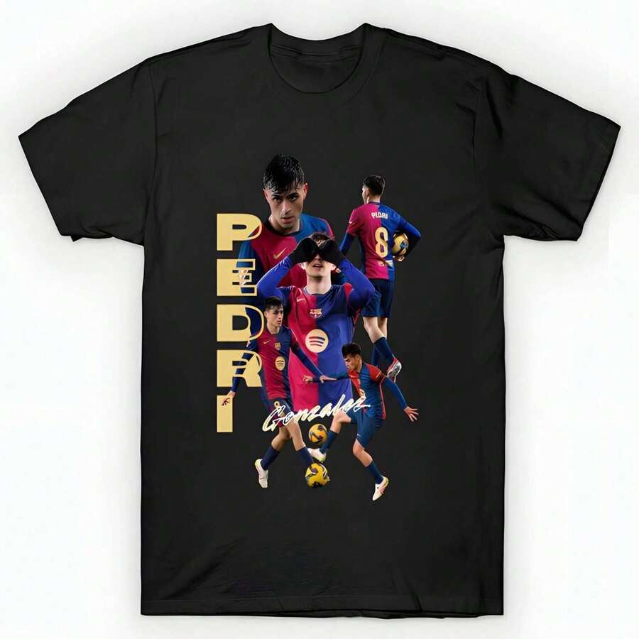 Pedri Gonzalez Camiseta unisex % algodón, 220 g. Camiseta deportiva para mujer, % algodón, para cualquier ocasión. Unisexo. Tejido resistente y de alta calidad - Negro - Ver 1