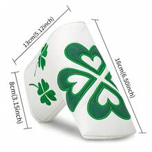 1pc Lucky Clover Blade Putter Headcover - White & Green Heart-Shaped Four-Leaf Clover Design, Premium PU Material, Suitable For Blade Putter Golf Putter Headcover, Durable And Weather-Resistant Golf Club Accessory, With Soft Lining Protection - Multicolor - View 8