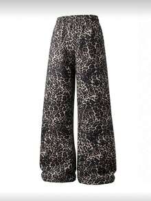 Men's Leopard Print Wide Leg Drawstring Loose Casual Outdoor Sports Streetwear Sweatpants - Black - View 6