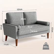 Genérico Sofá Loveseat Sillón 2 Plazas Modern Sofá Pequeño Terciopelo Sofá loveseat Moderno 121cm (Terciopelo, Gris) - azul - Ver 12