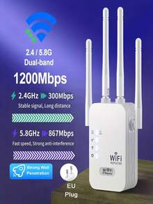 1200Mbps WiFi 4 Signal Booster And Mesh Extender - Dual Band 2.4GHz/5GHz, 4 Antennas High-Speed Wi-Fi System, One-Click Easy Setup, Whole Home Coverage, Compatible With Smart TV, Game Console, Smartphone, Tablet And Smart Home Devices. (Wi-Fi Extender, Network Booster, Network Extender) - Multicolor - View 13