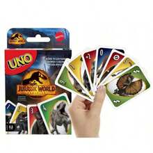 Mattel 3 收藏家版 UNO 卡牌遊戲,恐龍主題對接桌面卡牌遊戲,包含特殊萬用動作卡,多人便攜派對遊戲,適合家庭聚會,恐龍迷的完美生日、聖誕、節日禮物 - Jurassic Card Game - 查看 7
