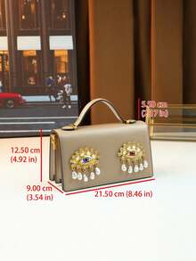 Nuevo bolso bandolera vintage con diseño creativo de ojo de perlas & strass, bolso de lujo Boston de moda para mujer, bolso de mano único - Multicolor - Ver 6