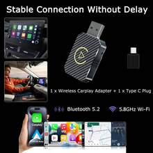 Adaptador inalámbrico CarPlay y caja de interconexión de dispositivos Android Auto para coche, caja CarPlay dos en uno - Conector USB plateado Q1M con marca dorada - Ver 7
