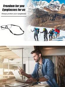 3pcs/Set Sports Glasses Lanyard, Adjustable Glasses Strap Holder, Unisex (Black) - Black - View 7