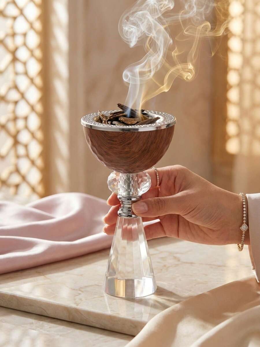 Light Luxury Crystal Glass Incense Burner, Middle Eastern Arabic Style Bakhoor Burner, Can Be Used As Aroma Diffuser, Home Decor, Bedroom, Living Room Centerpiece, Office, Yoga Space, Parties, Elegant Ambiance - Multiple Styles - View 1