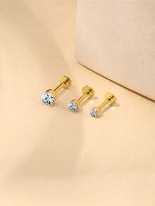 1件莫桑鑽耳釘 中性款 0.03-0.3CT S925純銀 低過敏耳環 婚禮珠寶 D色 VVS1淨度 - 金色 - 查看 4