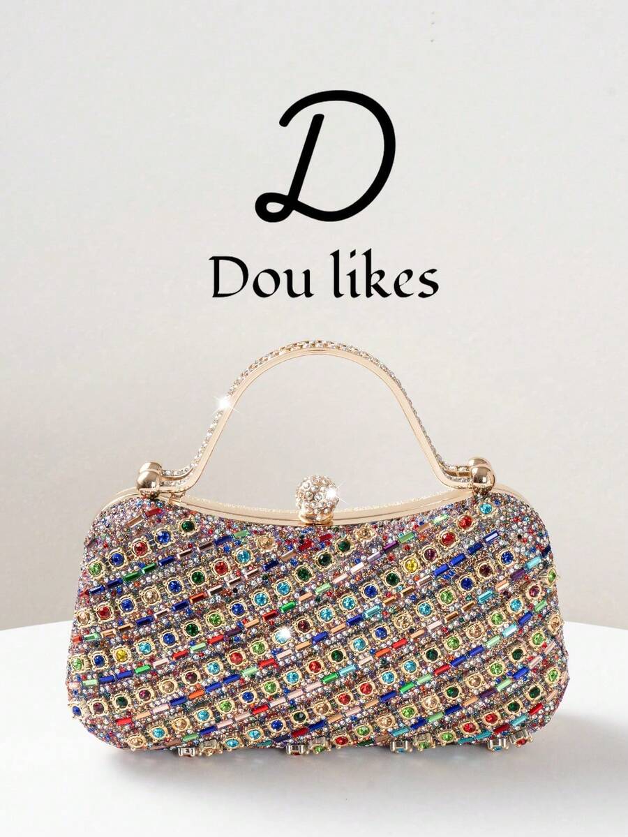 Women's Handbag With Sparkling Crystal Embellishments And Gemstone Hardware, Suitable For Weddings, Parties, Galas, Valentine's Day Gifts, And Birthday Presents. - 彩色 - 查看 1