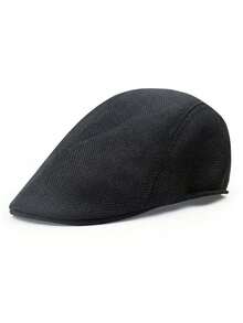 Gorra de newsboy de malla de unicolor para hombre, adecuada para uso diario - Negro - Ver 3