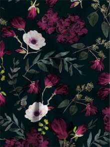 Men's Short Sleeve T-Shirt With Full Body Floral Print - Lightweight And Breathable Polyester Casual Top With Crew Neck, Dark Base And Pink/White Flowers - 黑色 - 查看 5