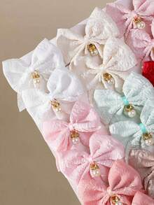 10pcs Girls Multi-Color Rhinestone Pearl Fabric Bow Hair Clips Side Hair Clips Simple Bangs Clips Non-Damaging Hair Clips Sweet Versatile Alligator Hair Clips Back Of Head Hair Clips For Daily Use - Multicolor - View 2