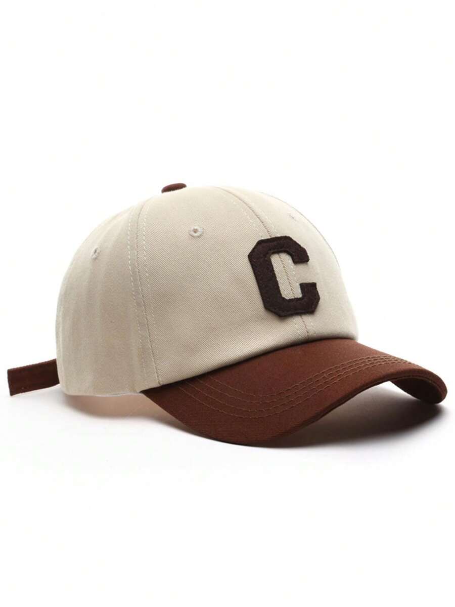 1 pieza Gorra de béisbol estilo retro con en C de color café moda - Café integral - Ver 1
