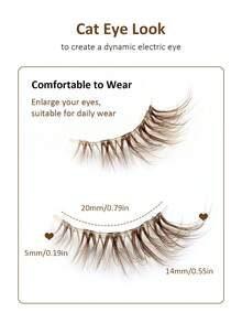 10 Pasang Bulu Mata Palsu Panjang Setengah Mata Kucing dengan Tangkai Bening, Gaya Alami, Tipis, Panjang, Cokelat, Lembut, Bulu Mata Tiruan, Riasan Alami, Cocok Untuk Pemula - Cat eye Lashes - View 5
