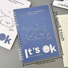 1PC Happy Puppy Loose Leaf Notebook - Random Style - Detachable Diary Notebook INS Style High Aesthetic Notebook - Minimalist High School Student Notepad School Supplies - A - View 3