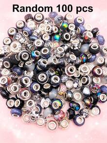 10/100/500 peças Contas Europeias de Aço Multicoloridas de 14 mm, Contas de Furo Grande para Pendentes e Pulseiras em Lote para Fabrico de Joias, Contas Espaçadoras Decorativas de Vidro Murano para Artesanato e Estacas de Jardim (Cores Mistas) - Multicolorido - Ver 24