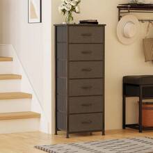 Commode en tissu CAIYUN, meuble à 5 tiroirs, commode de couloir en tissu, avec compartiment de rangement en tissu pour salon, chambre, nurserie, blanc VKT9 - Noir - Voir 7