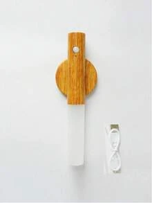 KU DA ZHONG 1pc Smart Motion Sensor Night Light, Motion Sensor Wall Light, Faux Wood Grain Design, Rechargeable LED Stair And Hallway Light, Plastic Material, USB Charging Port, Suitable For Stairs, Bathroom, Toilet, Hallway, Bedroom, Closet, Dining Table, Staircase, Cabinet And Emergency Light - Human Body Induction Wall Light - View 13
