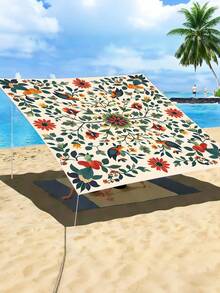 1pc Plant Leaf Floral Print Design Sunshade Awning, Outdoor Shade Cloth And Canopy, 2D Flat Printed Tent, Washable, Suitable For Garden, Camping, Beach, Yard, Poolside And More, Poles Not Included - Multicolor - View 47
