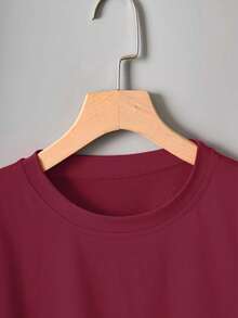 MCCOO Camiseta ultra corta y elegante,top corto de color liso para mujer - Burdeos - Ver 3