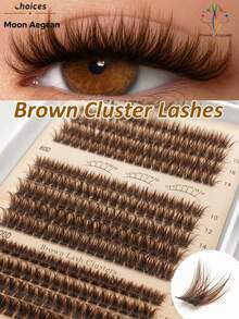 [Lowest Price In 30 Days]160pcs D-Curl Fluffy 80D Brown Colored Lightweight Cluster False Eyelashes, Thick & Voluminous Individual Lashes, Natural Brown Makeup, Soft & Comfortable, Suitable Eyelash Extension At Home, Eyelash Clusters, - D 6 - 查看 8