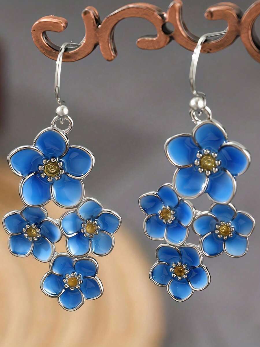 Pendientes y Broqueles Elegantes y Lujosos-Estilizados y Versátiles - Azul - Ver 1