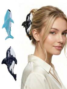 1 pezzo Fermaglio per capelli in acetato personalizzato premium serie oceano simulato a forma di balena, elegante fermaglio per chignon da bagno per la parte posteriore della testa, fermaglio di grandi dimensioni per capelli spessi, fermaglio per capelli a forma di animale per coda di cavallo alta e semi-raccolta, adatto per uscite, sport, shopping, feste, raduni, vacanze al mare, campeggio, esibizioni, tè pomeridiano, accessorio per capelli divertente per travestimenti, San Valentino, ritorno a scuola, carnevale, compleanno, regalo creativo per le vacanze - Multicolore - Visualizzare 12