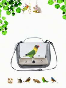 便攜式鳥類旅行攜帶袋，適用於鸚鵡與鳥類、小型爬行動物，舒適寵物攜帶袋，適合旅行、戶外活動與寵物就醫，鳥類配件、鳥籠、花園植栽盆 - 查看 1