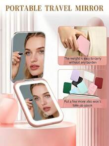 LED Travel Makeup Mirror, Touch Screen Mini Beauty Mirror, Handheld Rechargeable Pocket Mirror, Mini Portable Vanity Mirror, 3-Level Light Adjustment 8K Makeup Mirror, Stepless Dimming Mode, Suitable For Home, Bathroom, Vanity, Bedroom, Travel, Dormitory And Other Scenes - Perfect Gift For Women. Travel Essential - Stepless Dimming Model - View 4