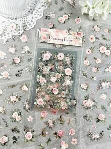 6pcs/Pack Vintage Floral PET Stickers, Botanical Jasmine & Daisy Nail Art Decals For DIY Manicure, Scrapbooking, Journaling, Planner, Photo Album, Card Making & Craft Decoration - Dream Flower Language - View 7