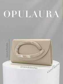 OpulAura 1件裝女款優雅黑色天鵝絨手提包，奢華天鵝絨晚宴包，適合正式禮服、婚禮、生日派對與畢業舞會 - 杏色 - 查看 5