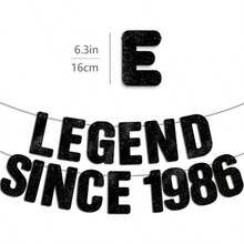 Legend Started In 1986 黑色亮片橫幅，男士 40 歲生日快樂裝飾，女士 40 週年紀念派對裝飾 - 1986 - 查看 4