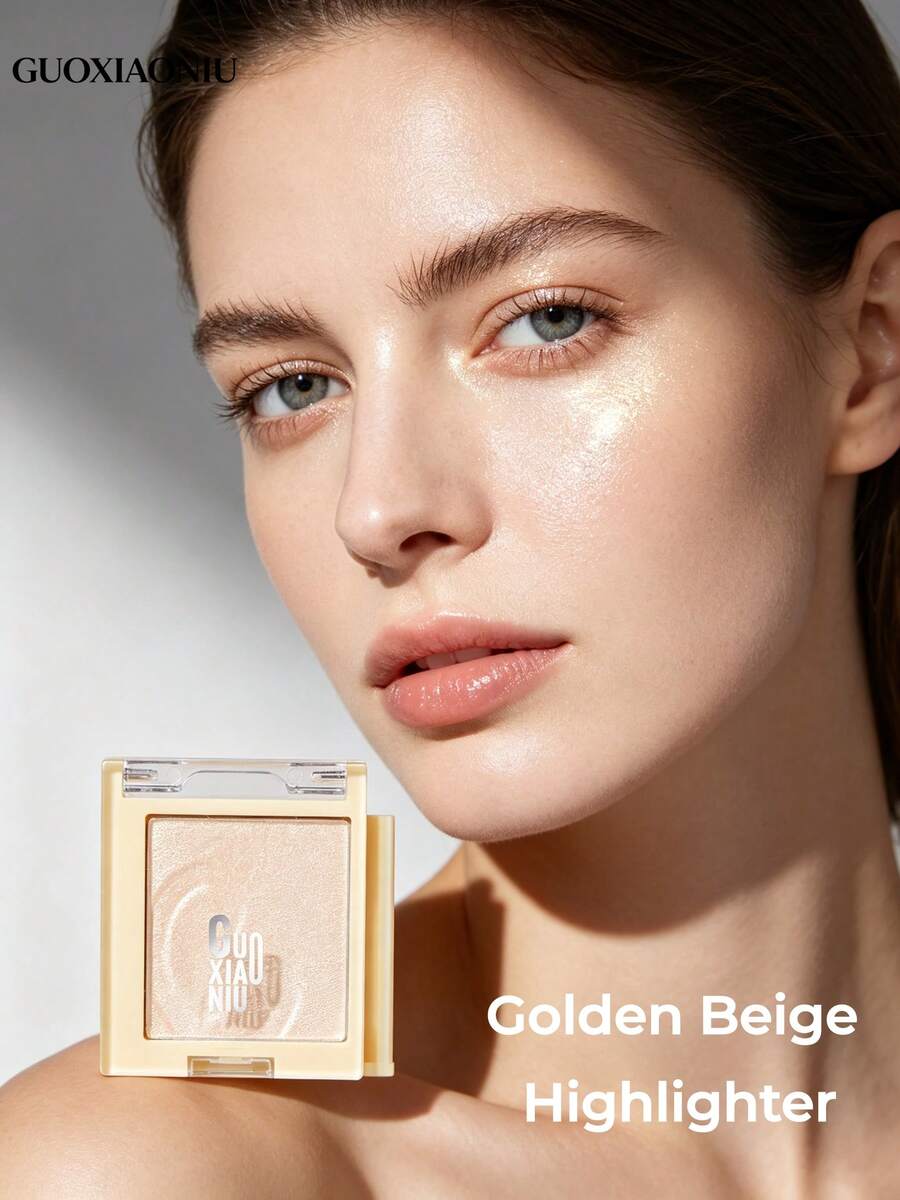 GUOXIAONIU Iluminador Líquido Dorado Beige, Brillo Líquido Multiusos para Cara y Body, Acabado Luminoso Natural Hidratante, Gotas de Brillo Líquido de Larga Duración Resistentes al Agua y a las Manchas, Adecuado para Pómulos, Clavículas, Piernas - #Beige dorado - Ver 1