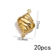 20Pcs Double Hole Link Connectors, 18K Gold Plated Stainless Steel Tarnish Resistant Heart Star Shell Moon Shape Charms For DIY Jewelry Making - Double Hanging Connector - View 23
