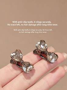 2pcs/Set Small Crystal Bow Side Alligator Hair Clips, Premium Rhinestone Hair Clips For Forehead Wisps And Mini Bangs, Gift, Travel, Women's Gift, Hair Accessories, Valentine's Day Hair Decor,Hair Claws - Multicolor - View 2