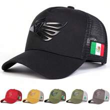 1 pieza Gorra de camionero con estampado de águila para hombres, gorra de béisbol ajustable, sombrero de conductor de camión de moda, protección, - Negro - Ver 1