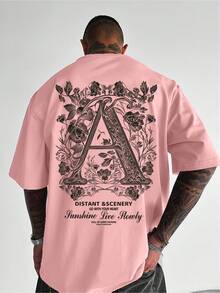 Men's Y2K Floral Print Letter A Graphic T-Shirt - Breathable Loose Fit Casual Short Sleeve Tee for Summer, Machine Washable Outdoor & Home Wear, Perfe - Weiss - Übersicht 9