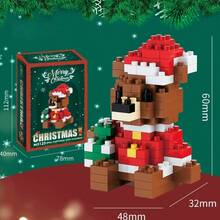 Micro-Particle Mini Christmas Theme Building Blocks Series, ABS Material, Includes: Santa Claus With Gift, Christmas Tree, Reindeer, Blue Hat Snowman, Wooden Bear, Small Train And Other Christmas Building Blocks Gift. Children's Stacking Blocks Toy Set, Soft Stress Relief Item, Creative DIY Educational 3D Handmade Assembly Toy. - Multicolor - View 10