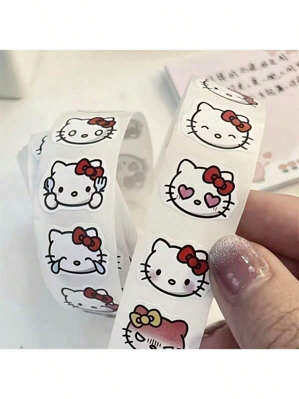 SANRIO 1000pcs, Gulungan Stiker Kucing KT - Pita Perekat Warna-warni, Cocok untuk Scrapbooking, Pembungkus Kado, dan Kerajinan DIY - Hasil Akhir Matte, Stiker Dapat Digunakan Kembali, Cocok untuk Penggunaan di Rumah, Kantor, dan Komersial, Direkomendasikan untuk Hadiah Kembali ke Sekolah, Hadiah Ulang Tahun, Hadiah Pesta, Hadiah Acara Liburan, Suvenir Pesta, Stiker, Kelas, Hadiah Apresiasi Guru