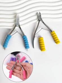1 Paio di Forbici per Cuticole, Pennello per Pittura, Spazzola per Unghie, Copertura Protettiva Antiscivolo, Copertura per Manico Forbici per Cuticole Assorbente del Sudore Antiscivolo, Copertura Spugna per Pennello, Copertura Antiscivolo, Strumento Ausiliario per arte di unghie - Multicolore - Visualizzare 5