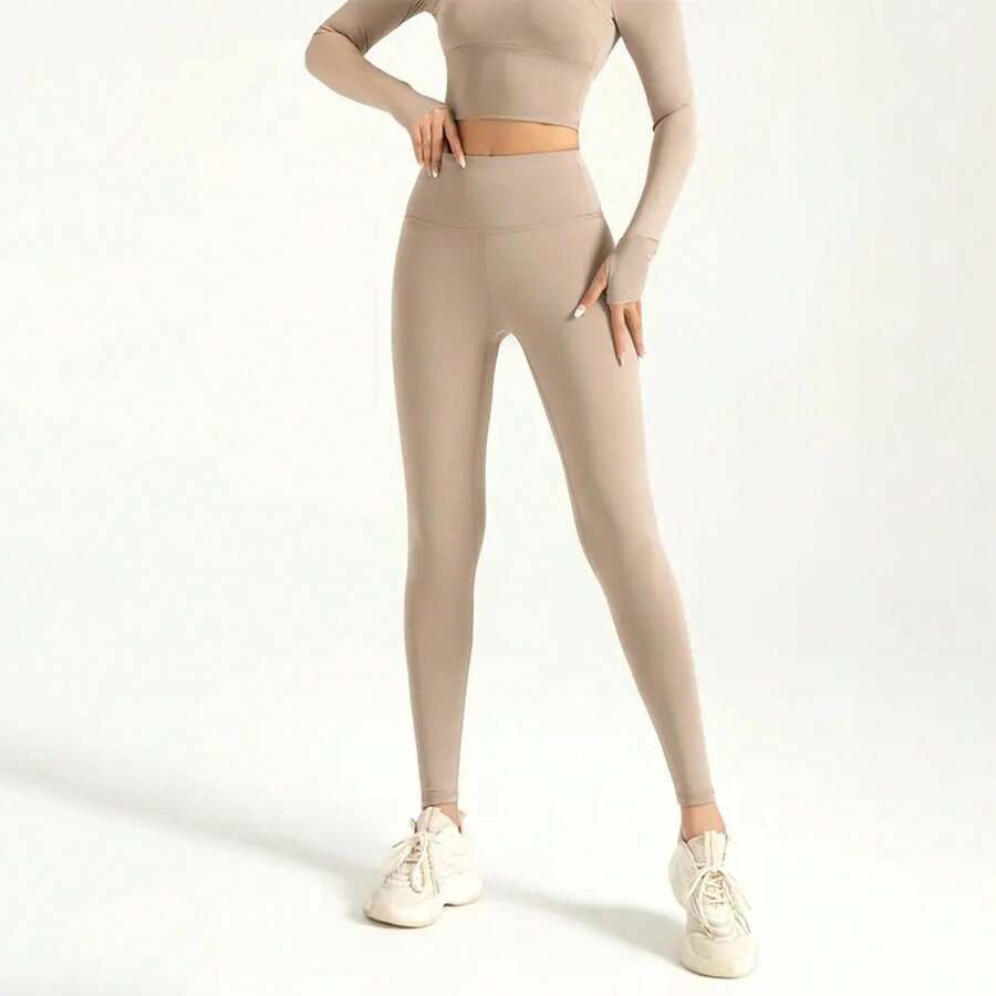 High-Waisted Straight-Leg Sports Leggings With Tummy Control | Shaping, Comfortable And Lightweight - Beige - View 1