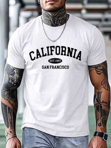 Camiseta de hombre de manga corta con cuello redondo y estampado de calavera, corte ajustado, camiseta casual de hombre para el verano - Blanco - Ver 1