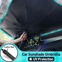 1pc Car Front Windshield Sun Shade, Foldable Umbrella Style Sun Shade, Suitable For Most Front Windshields, Reflective Sun Shade - Sun Umbrella With Handle - View 7