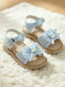 2026 Beige/Silver Sweet Princess Sandals - Mesh Bow Rabbit Decor Girls Sandals - Suitable For Daily Outings And Other Occasions! - Silver - View 7