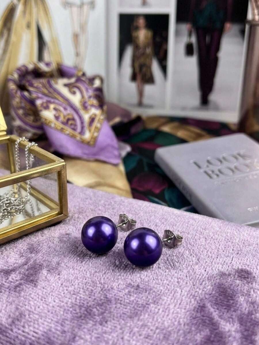 Pendientes de acero inoxidable - Morado - Ver 1