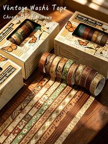 20 Rolls Vintage Washi Tape Box Set, DIY Scrapbooking Decorative Stickers, Adhesive Removable Tape, Handmade Photo Album Envelope Collage Border Material - 1 Set - View 2