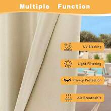 1pc Dark Gray Outdoor Curtain, Suitable For Patio, Porch, Gazebo, UV Resistant And Fade Resistant, Combines Sunshade And Privacy Decoration Functions - B - View 2