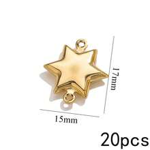 20Pcs Double Hole Link Connectors, 18K Gold Plated Stainless Steel Tarnish Resistant Heart Star Shell Moon Shape Charms For DIY Jewelry Making - Double Hanging Connector - View 17